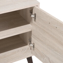 Beliani Tv Stand Light Brown Grey For Up To 78 Inch Tv, 2 Cabinets, W180 X D40 X H60 Cm - thumbnail 9