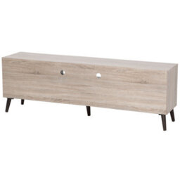 Beliani Tv Stand Light Brown Grey For Up To 78 Inch Tv, 2 Cabinets, W180 X D40 X H60 Cm - thumbnail 6