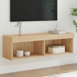 Berkfield Tv Cabinet With Led Lights Sonoma Oak 100X30X30 Cm - thumbnail 1