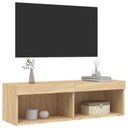 Berkfield Tv Cabinet With Led Lights Sonoma Oak 100X30X30 Cm - thumbnail 8