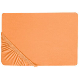 Beliani Fitted Sheet Janbu Cotton 160 X 200 Cm Orange