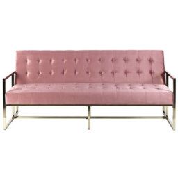 Beliani Sofa Bed 3 Seater Marstal Velvet Pink