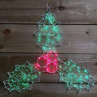 Samuel Alexander 46Cm Light Up Holly With Berries Christmas Silhouette With Red And Green Leds - image 1