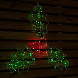 Samuel Alexander 46Cm Light Up Holly With Berries Christmas Silhouette With Red And Green Leds - thumbnail 3