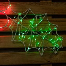 Samuel Alexander 46Cm Light Up Holly With Berries Christmas Silhouette With Red And Green Leds - thumbnail 6