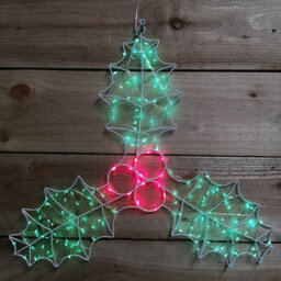 Samuel Alexander 46Cm Light Up Holly With Berries Christmas Silhouette With Red And Green Leds - thumbnail 1