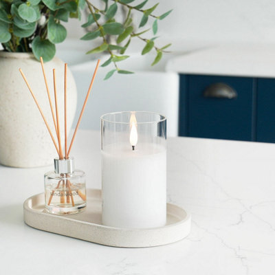 Festive Lights Ember™ Battery Hurricane Glass Candle, 12.5Cm - image 1