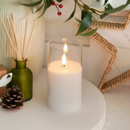 Festive Lights Ember™ Battery Hurricane Glass Candle, 12.5Cm - thumbnail 4