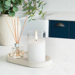 Festive Lights Ember™ Battery Hurricane Glass Candle, 12.5Cm - thumbnail 1