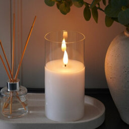 Festive Lights Ember™ Battery Hurricane Glass Candle, 12.5Cm - thumbnail 3