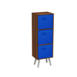 Urbn-Living Teak 3-Tier 3-Drawer Cube Shelving Unit With Scandinavian Legs - thumbnail 2