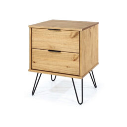 Core Products Augusta Industrial Design 2 Drawer Pine Bedside Table With Drawers H57.0Cm X W45.0Cm X D39.5Cm