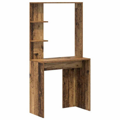 Berkfield Durable Brown Writing Desk Old Wood Solid Reclaimed Wood Medium Shelving