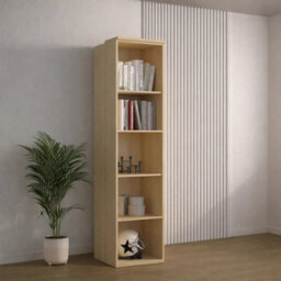 Arte Terra 87 Bookcase 45Cm In Oak Lindberg, Tall Slim Bedroom Bookcase With 5 Adjustable Shelves - thumbnail 1