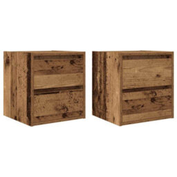 Berkfield Wall-Mounted Bedside Cabinets 2 Pcs Old Wood 38X34X40 Cm - thumbnail 2