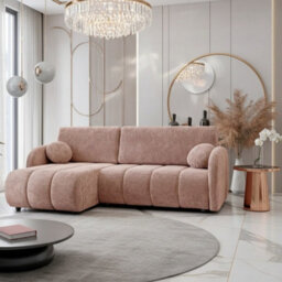 Universal Corner Sofa Zara L 2R+Lc With Sleeping Function And Storage Pink