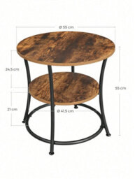 LEDREM Side Table, End Table With 2 Shelves, Small Round Table For Living Room, Bedroom, Easy Assembly, Steel Frame - thumbnail 8
