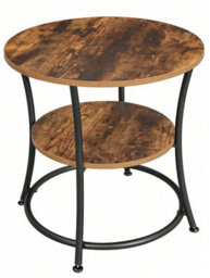 LEDREM Side Table, End Table With 2 Shelves, Small Round Table For Living Room, Bedroom, Easy Assembly, Steel Frame - thumbnail 7