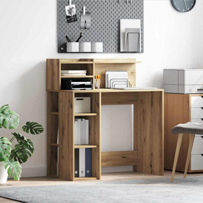 Walplus Desk With Storage With Shelf Artisan Oak 90 X 48 X 101.5 Cm - image 1