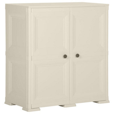 Berkfield Plastic Cabinet 79X43X85.5 Cm Wood Design Cream - image 1