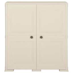 Berkfield Plastic Cabinet 79X43X85.5 Cm Wood Design Cream - thumbnail 2