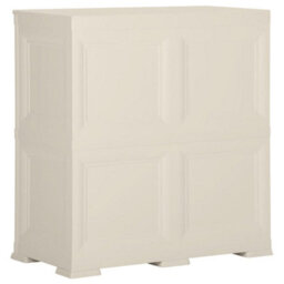 Berkfield Plastic Cabinet 79X43X85.5 Cm Wood Design Cream - thumbnail 4