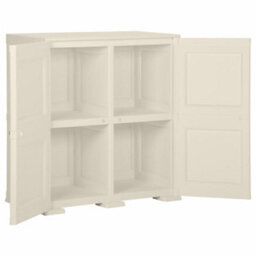 Berkfield Plastic Cabinet 79X43X85.5 Cm Wood Design Cream - thumbnail 5