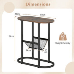 2 Tier Oval End Table Narrow Side Table Set Of 2 W/magazine Holder - thumbnail 2