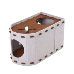 Living And Home 2-Tier Felt Cat House With Hanging Fluffy Ball For Small To Medium Cats