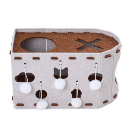Living And Home 2-Tier Felt Cat House With Hanging Fluffy Ball For Small To Medium Cats - thumbnail 2
