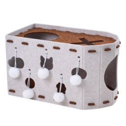 Living And Home 2-Tier Felt Cat House With Hanging Fluffy Ball For Small To Medium Cats - thumbnail 3