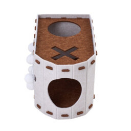 Living And Home 2-Tier Felt Cat House With Hanging Fluffy Ball For Small To Medium Cats - thumbnail 5