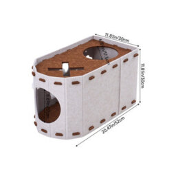 Living And Home 2-Tier Felt Cat House With Hanging Fluffy Ball For Small To Medium Cats - thumbnail 6