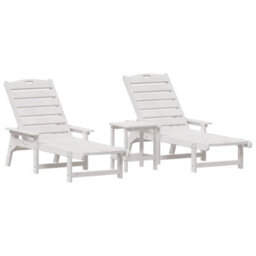 Berkfield Garden Lounge Furniture 3 Pcs White 38 X 38 X 46Cm Polyethylene - thumbnail 2