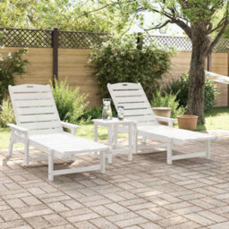 Berkfield Garden Lounge Furniture 3 Pcs White 38 X 38 X 46Cm Polyethylene - thumbnail 4