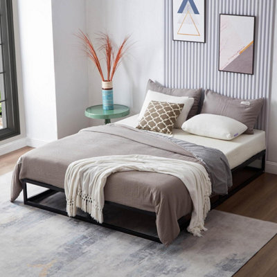 House Of Home King Bed Frame Extra Strong Platform Black Metal Frame Bedroom Easy Build - image 1