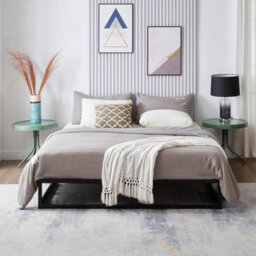 House Of Home King Bed Frame Extra Strong Platform Black Metal Frame Bedroom Easy Build - thumbnail 3