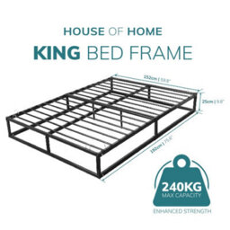 House Of Home King Bed Frame Extra Strong Platform Black Metal Frame Bedroom Easy Build - thumbnail 2