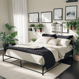 House Of Home King Bed Frame Extra Strong Platform Black Metal Frame Bedroom Easy Build - thumbnail 8