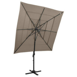 Walplus 4-Tier Garden Parasol With Aluminium Pole Taupe 250X250 Cm - thumbnail 1