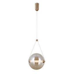 Luminosa Lighting Luminosa Rastia 25Cm Globe Pendant Ceiling Light Gold Amber Shade 3000K Warm White - thumbnail 2