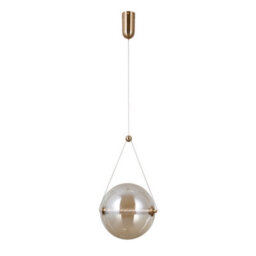 Luminosa Lighting Luminosa Rastia 25Cm Globe Pendant Ceiling Light Gold Amber Shade 3000K Warm White