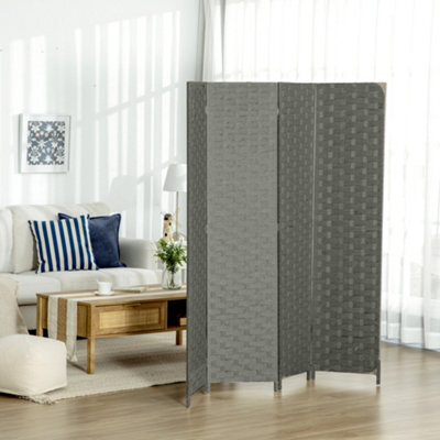 Homcom 4 Panel Folding Room Dividers For Wall, Privacy Screen Panels, Grey - image 1