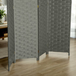 Homcom 4 Panel Folding Room Dividers For Wall, Privacy Screen Panels, Grey - thumbnail 8