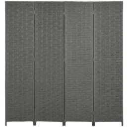 Homcom 4 Panel Folding Room Dividers For Wall, Privacy Screen Panels, Grey - thumbnail 2