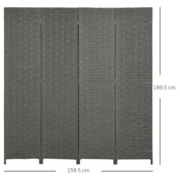 Homcom 4 Panel Folding Room Dividers For Wall, Privacy Screen Panels, Grey - thumbnail 3
