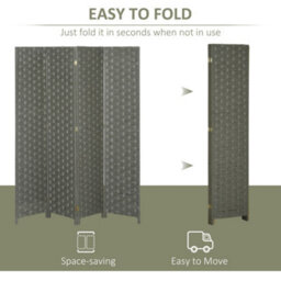 Homcom 4 Panel Folding Room Dividers For Wall, Privacy Screen Panels, Grey - thumbnail 4
