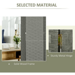 Homcom 4 Panel Folding Room Dividers For Wall, Privacy Screen Panels, Grey - thumbnail 5