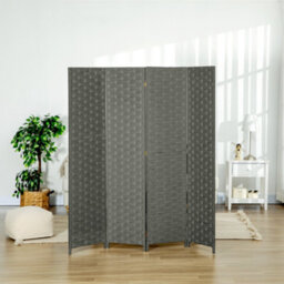 Homcom 4 Panel Folding Room Dividers For Wall, Privacy Screen Panels, Grey - thumbnail 7