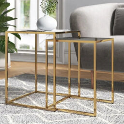 Aspect Furniture Myla Metal Nest Of 2 Table, Gold/black